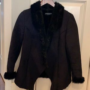 Central Park West black faux suede/fur jacket